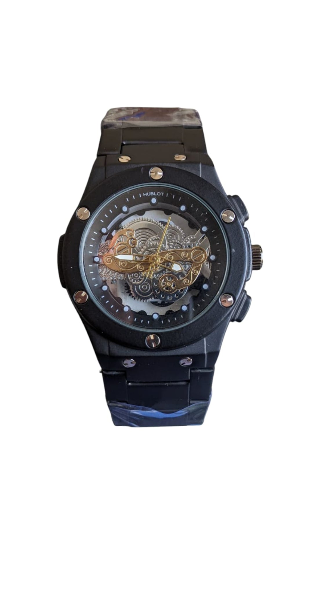 Royal Time – Hublot-Inspired Skeleton – Black Stainless Steel Edition