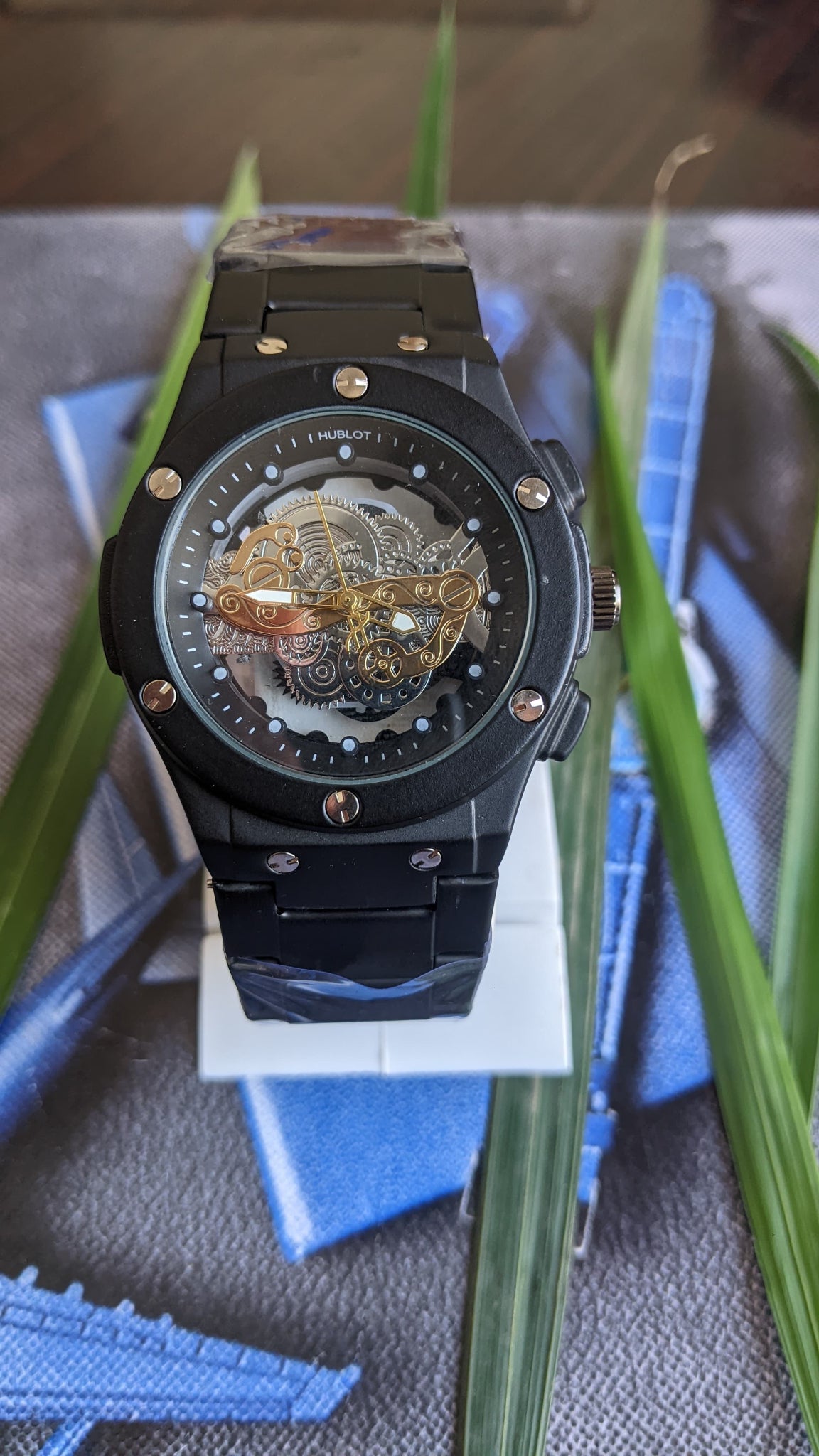 Royal Time – Hublot-Inspired Skeleton  – Black Stainless Steel Edition